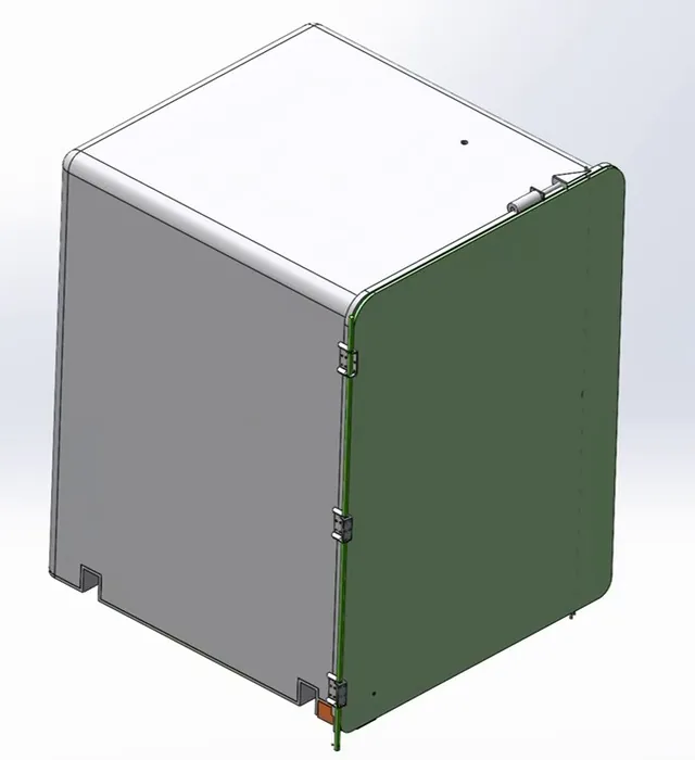 Design model of the Prototype 2 single-piece chamber with the door closed