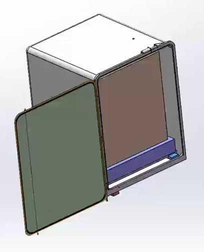 Prototype 2 chamber design with the door swung fully open to 180 degrees