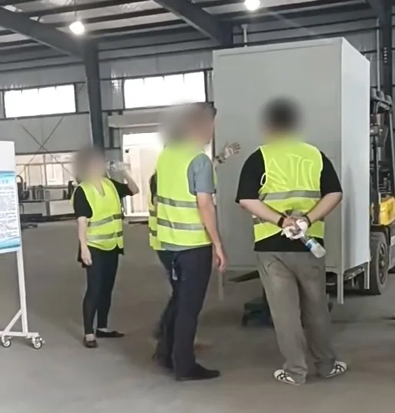 Inspecting a customised secured rack for AMR at the factory