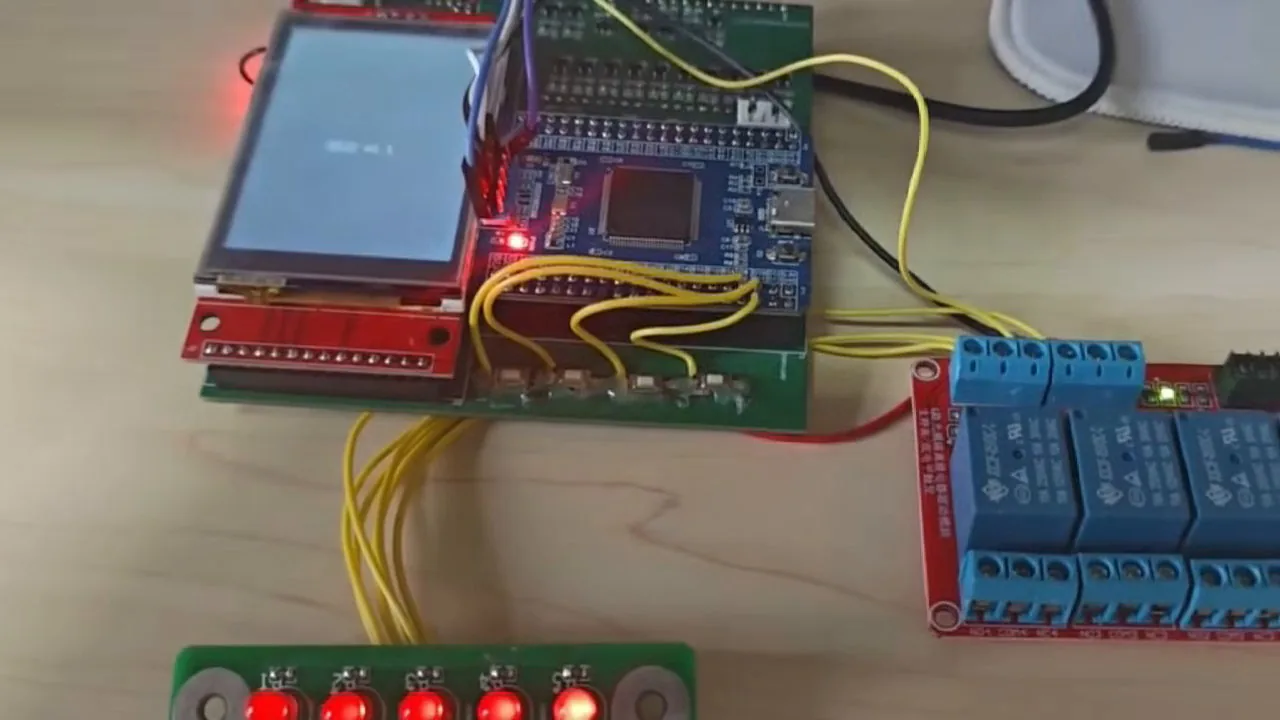 The controller board and display on the test bench