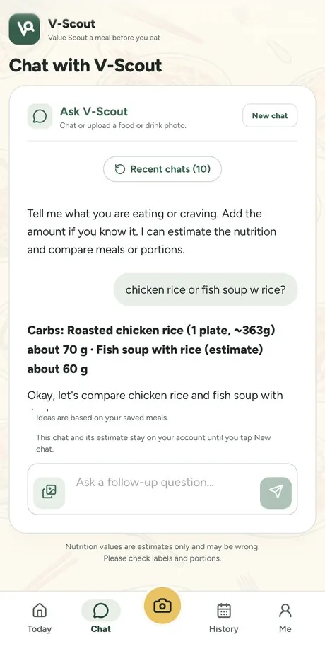 V-Scout screen: Ask before you order